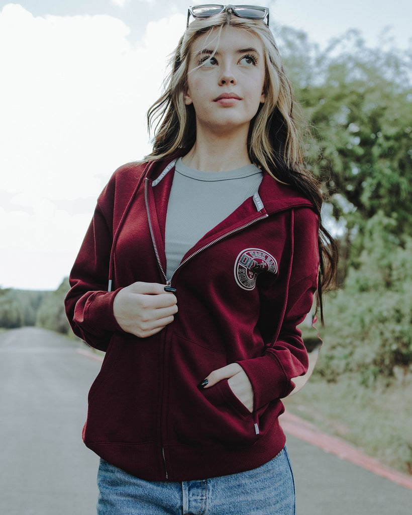 Women's Gray & Black Corpo Zip Up - Maroon - Dixxon Flannel Co.