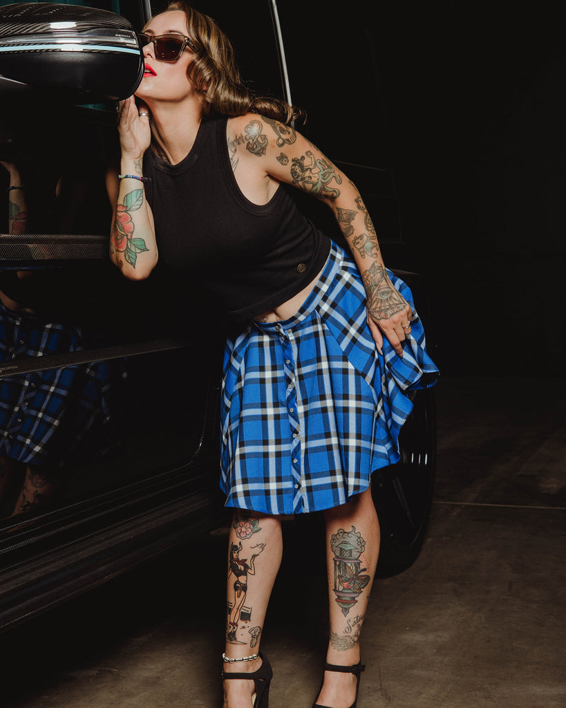 Women's Lapis Flannel Circle Skirt - Dixxon Flannel Co.