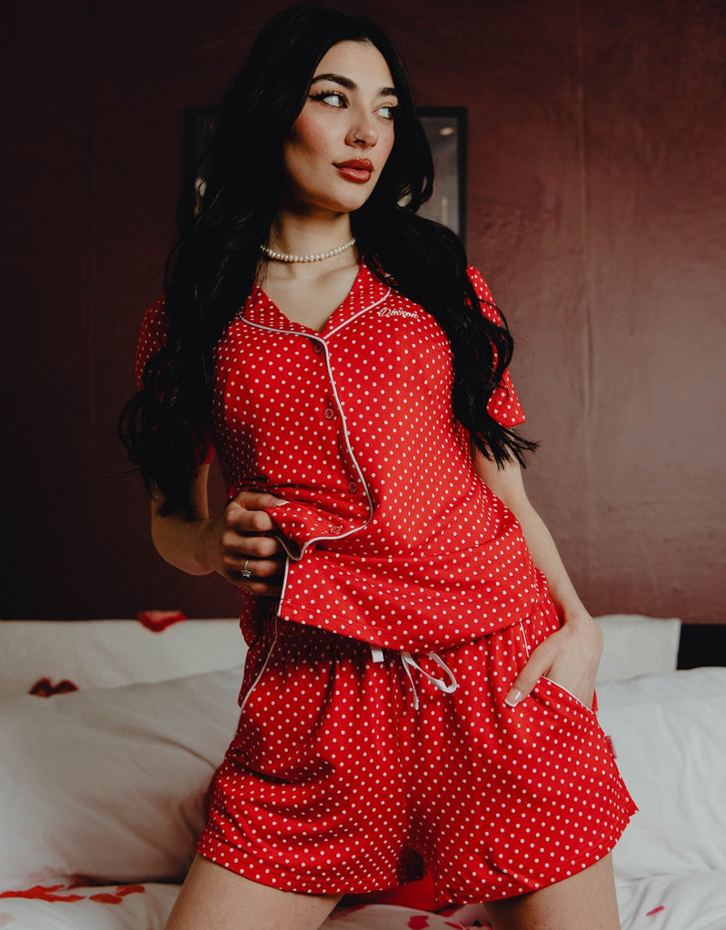 Women's Milton Button Up Pajama Top - Red & White - Dixxon Flannel Co.