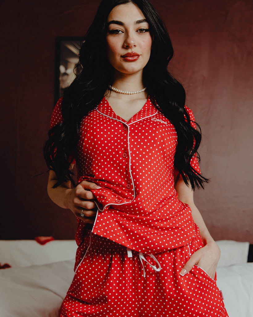 Women's Milton Button Up Pajama Top - Red & White - Dixxon Flannel Co.