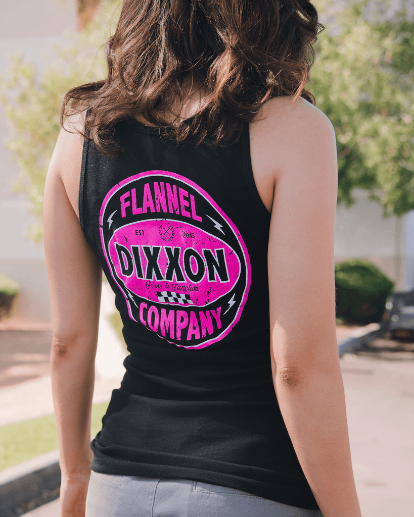 Women's Pink Keystone Fitted Tank - Black - Dixxon Flannel Co.