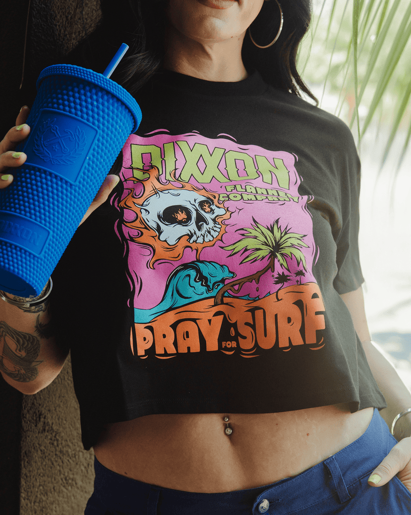 Women's Pray For Surf Crop Top - Black - Dixxon Flannel Co.