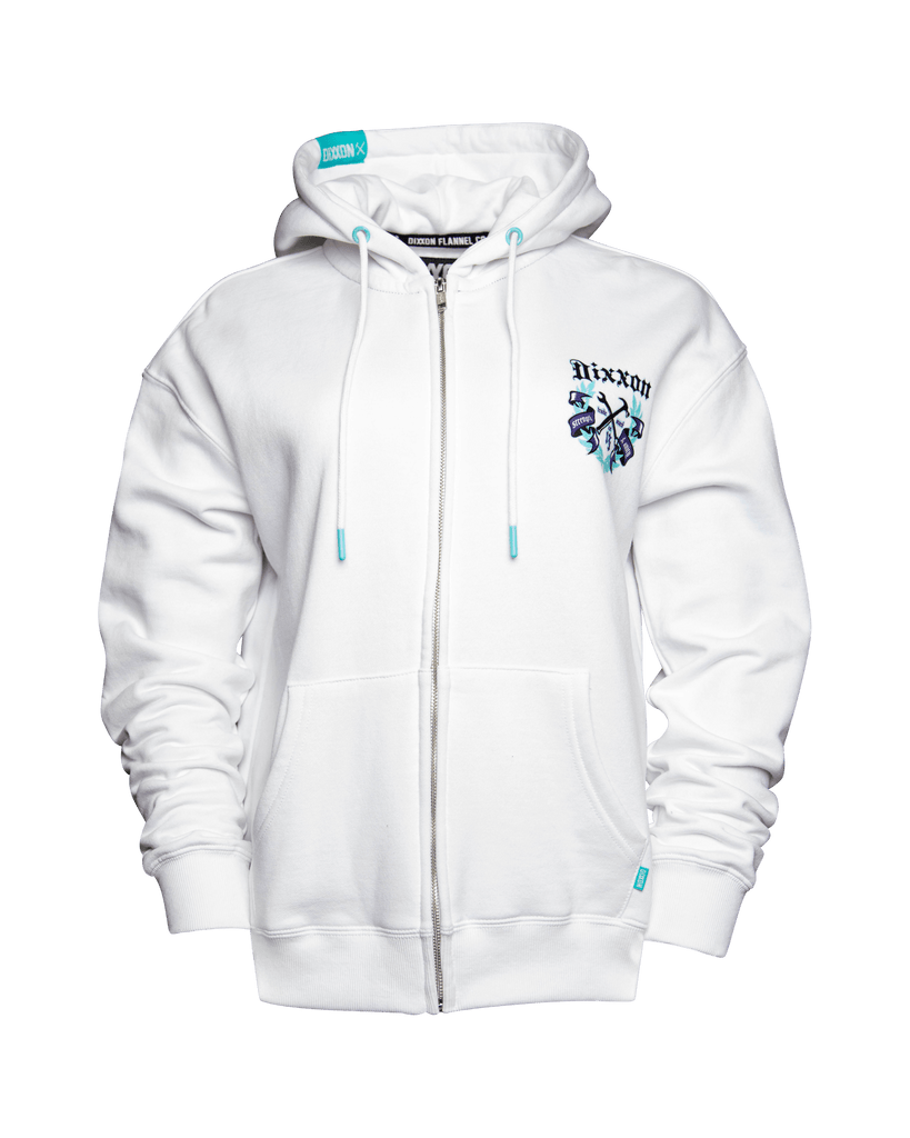 Women's Purple Award Crest Zip Up - White - Dixxon Flannel Co.