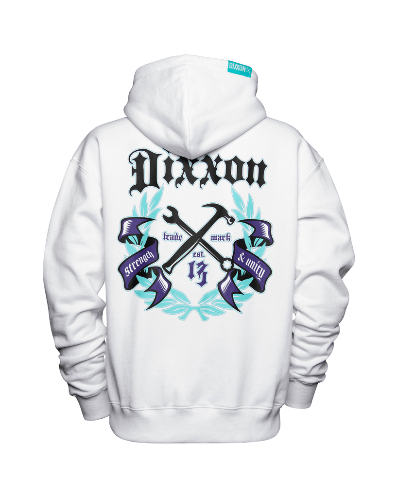 Women's Purple Award Crest Zip Up - White - Dixxon Flannel Co.