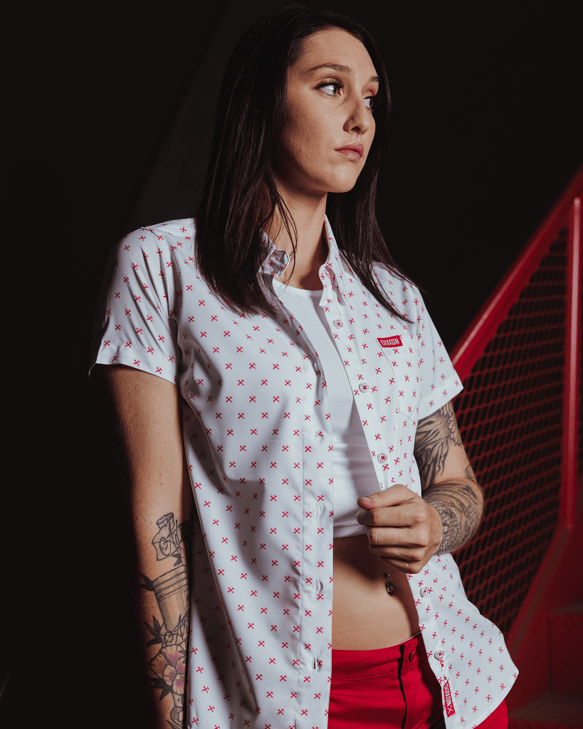 Women's Red Finney Short Sleeve - White - Dixxon Flannel Co.