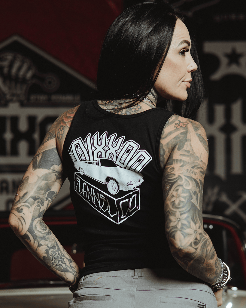 Women's White Block Fitted Tank - Black - Dixxon Flannel Co.