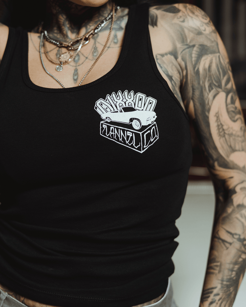 Women's White Block Fitted Tank - Black - Dixxon Flannel Co.