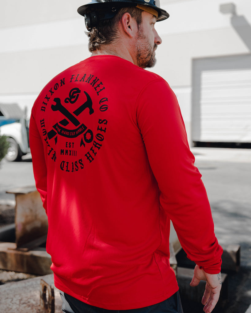 Working Class Heroes UV Long Sleeve T-Shirt - Red - Dixxon Flannel Co.