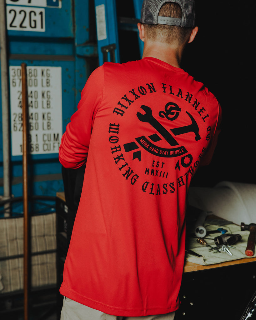 Working Class Heroes UV Long Sleeve T-Shirt - Red - Dixxon Flannel Co.