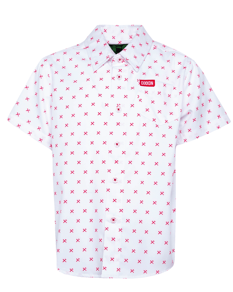 Youth Red Finney Short Sleeve - White - Dixxon Flannel Co.