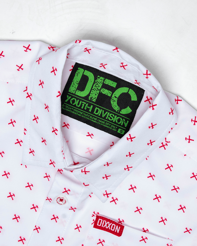 Youth Red Finney Short Sleeve - White - Dixxon Flannel Co.