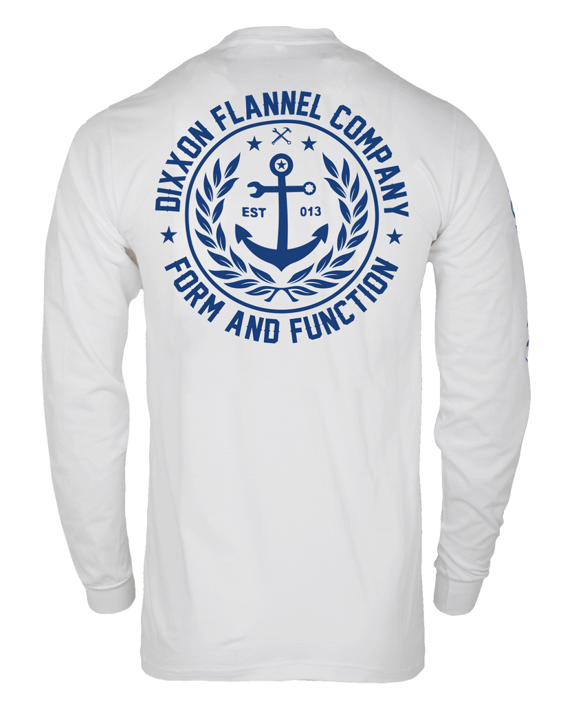 Anchor Crest Long Sleeve T-Shirt - White & Navy - Dixxon Flannel Co.