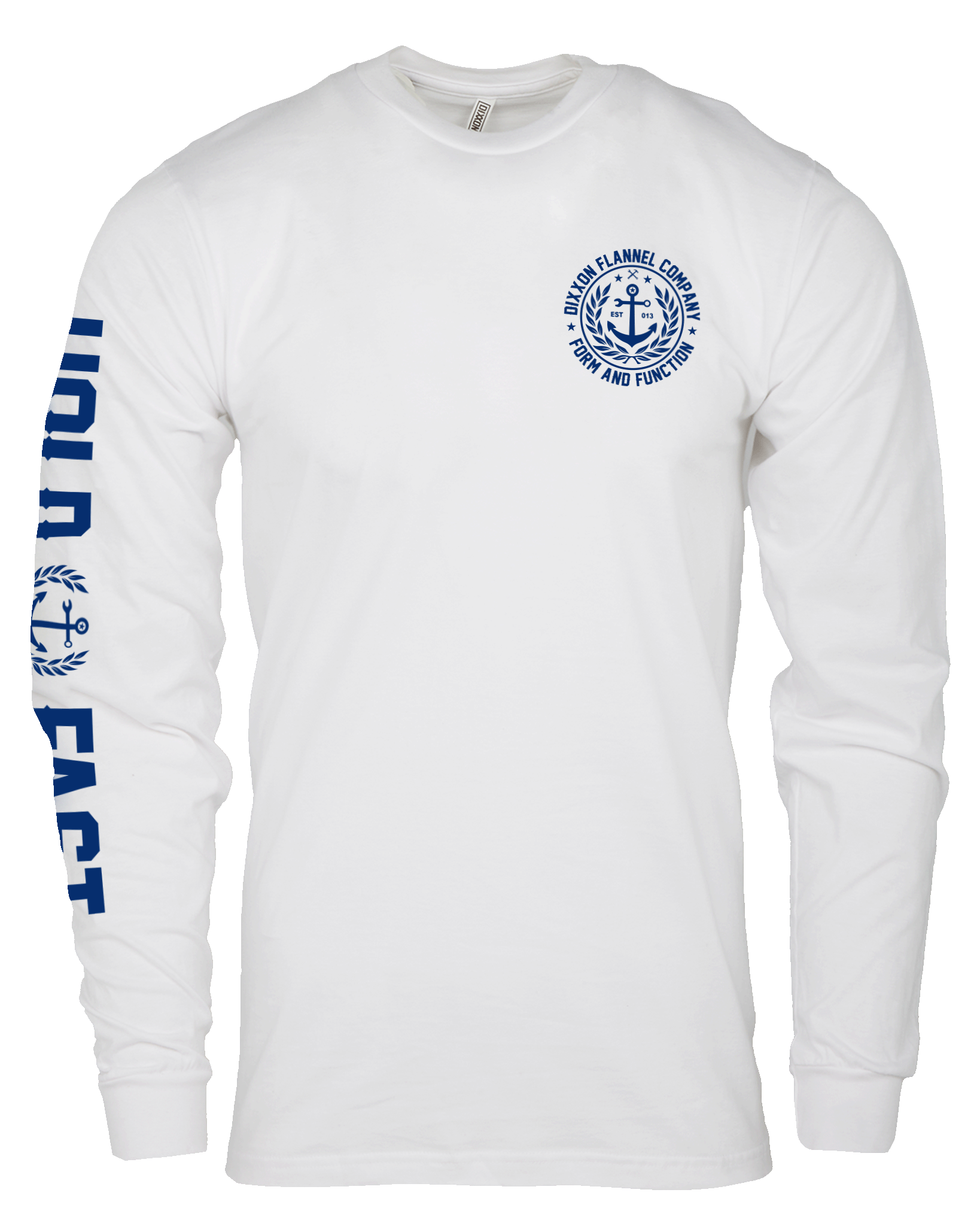 Anchor Crest Long Sleeve T-Shirt - White & Navy | Dixxon Flannel Co. M