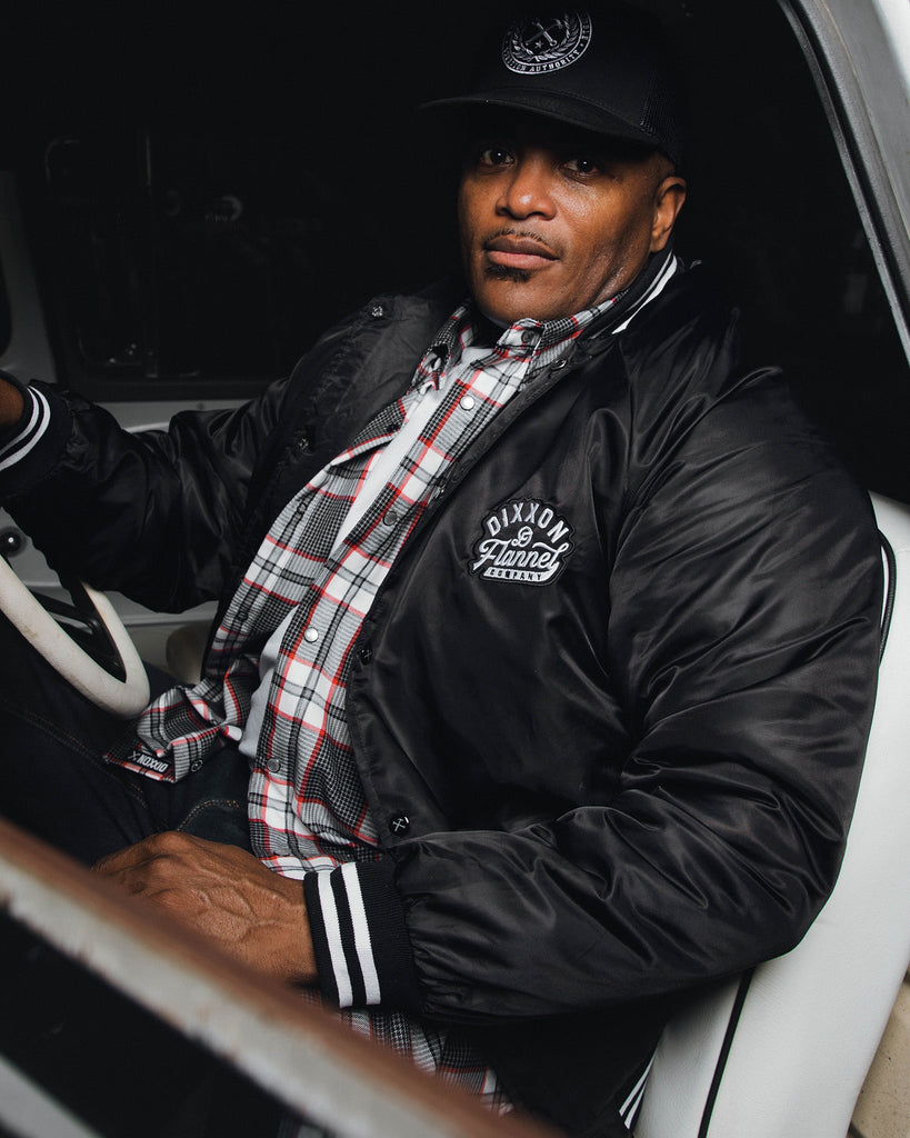 Black Pastime Nylon Varsity Jacket - Dixxon Flannel Co.