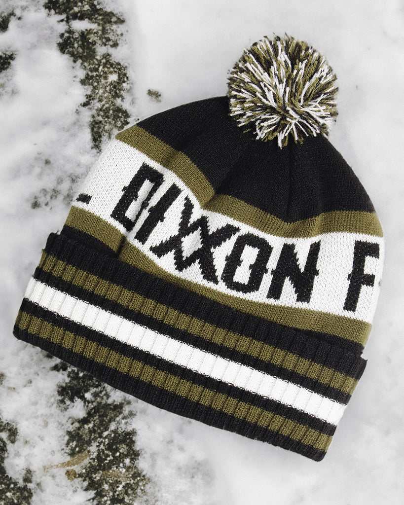 Puff Ball Beanie - O.D. Green, Black, & White - Dixxon Flannel Co.