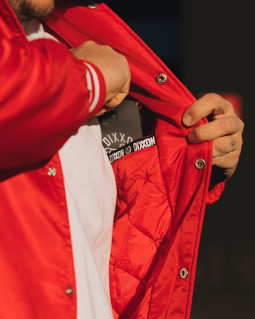 Red Pastime Nylon Varsity Jacket - Dixxon Flannel Co.