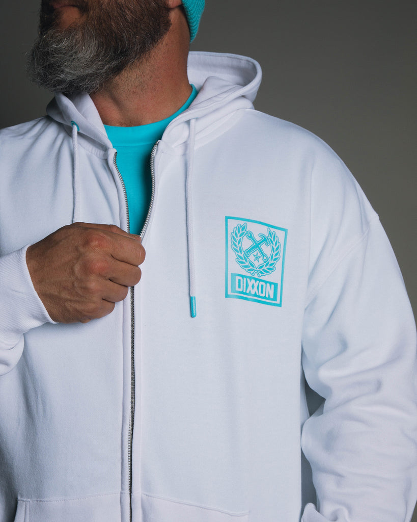 Tiffany Box Crest Zip Up - White - Dixxon Flannel Co.