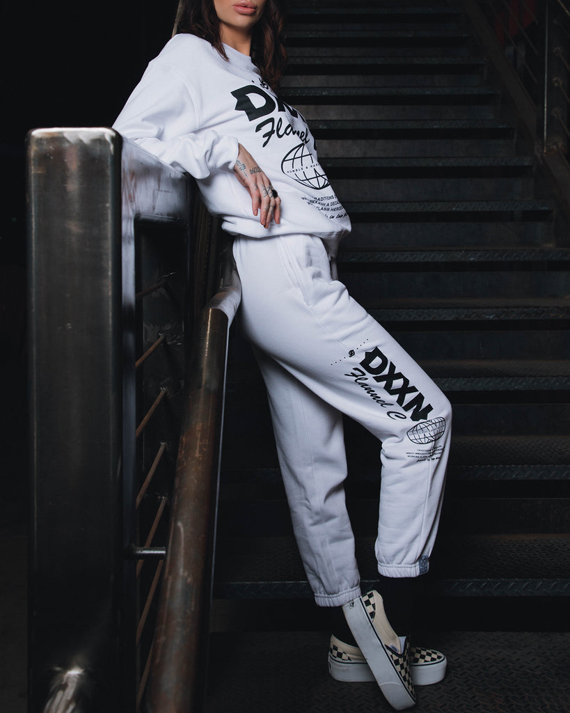 Women's Black Tech Sweatpants - White - Dixxon Flannel Co.