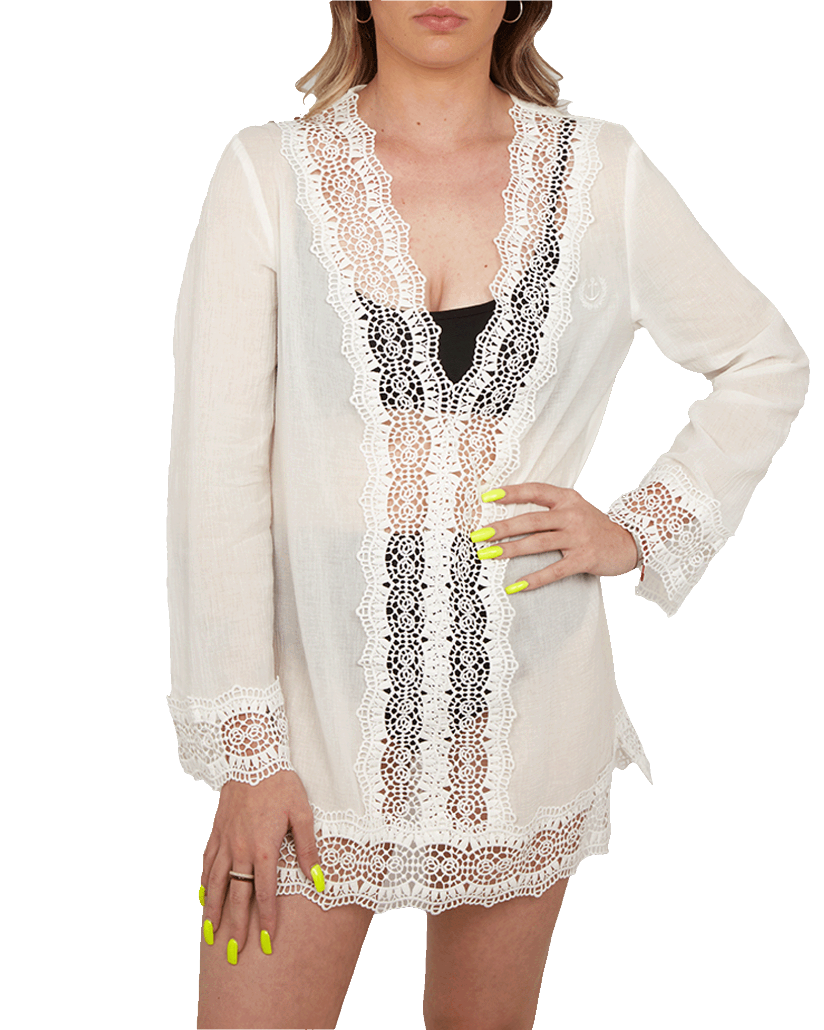 Women's Boho Lace Cover Up - White