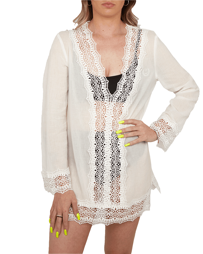 Women's Boho Lace Cover Up - White - Dixxon Flannel Co.