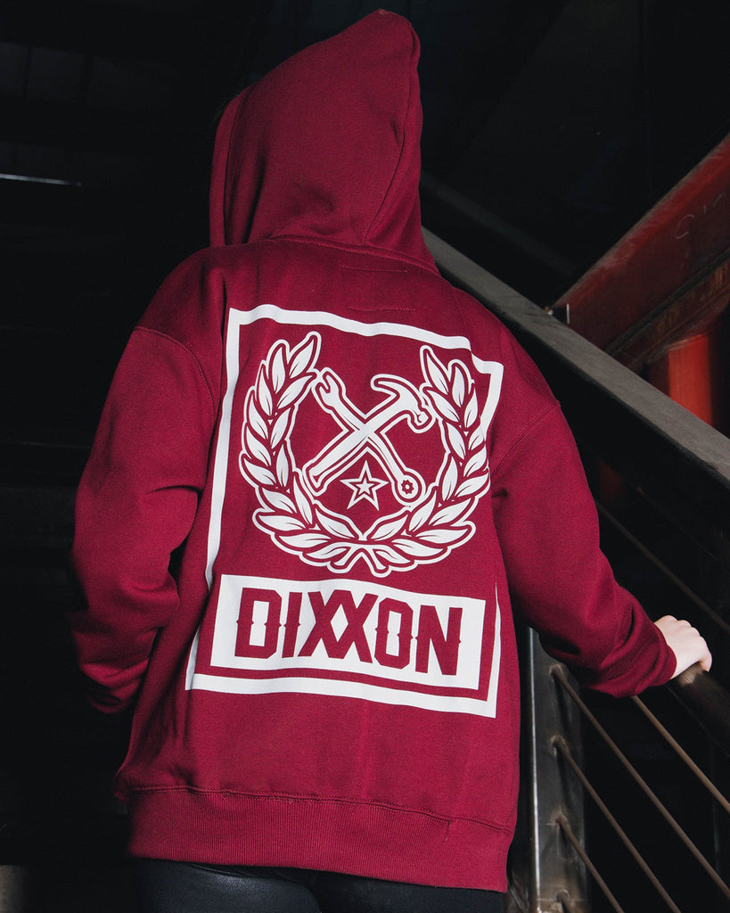 Women's Gray Box Crest Zip Up - Maroon - Dixxon Flannel Co.