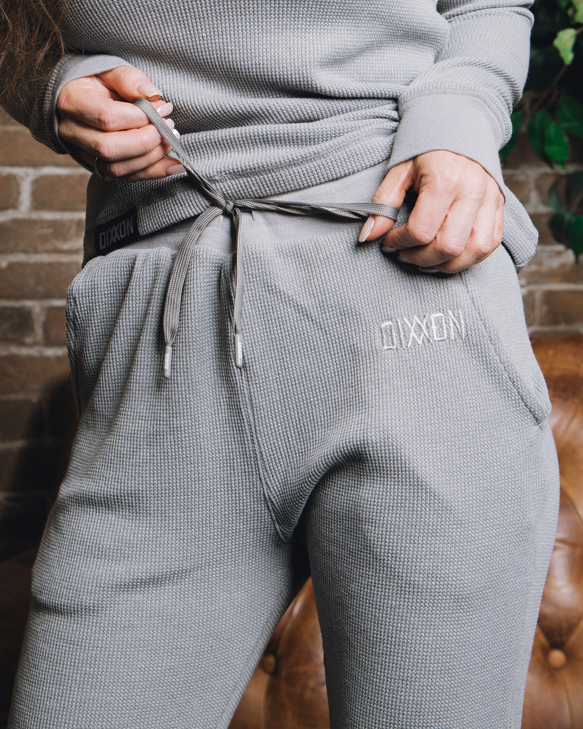 Women's Waffle Knit Joggers - Light Gray - Dixxon Flannel Co.