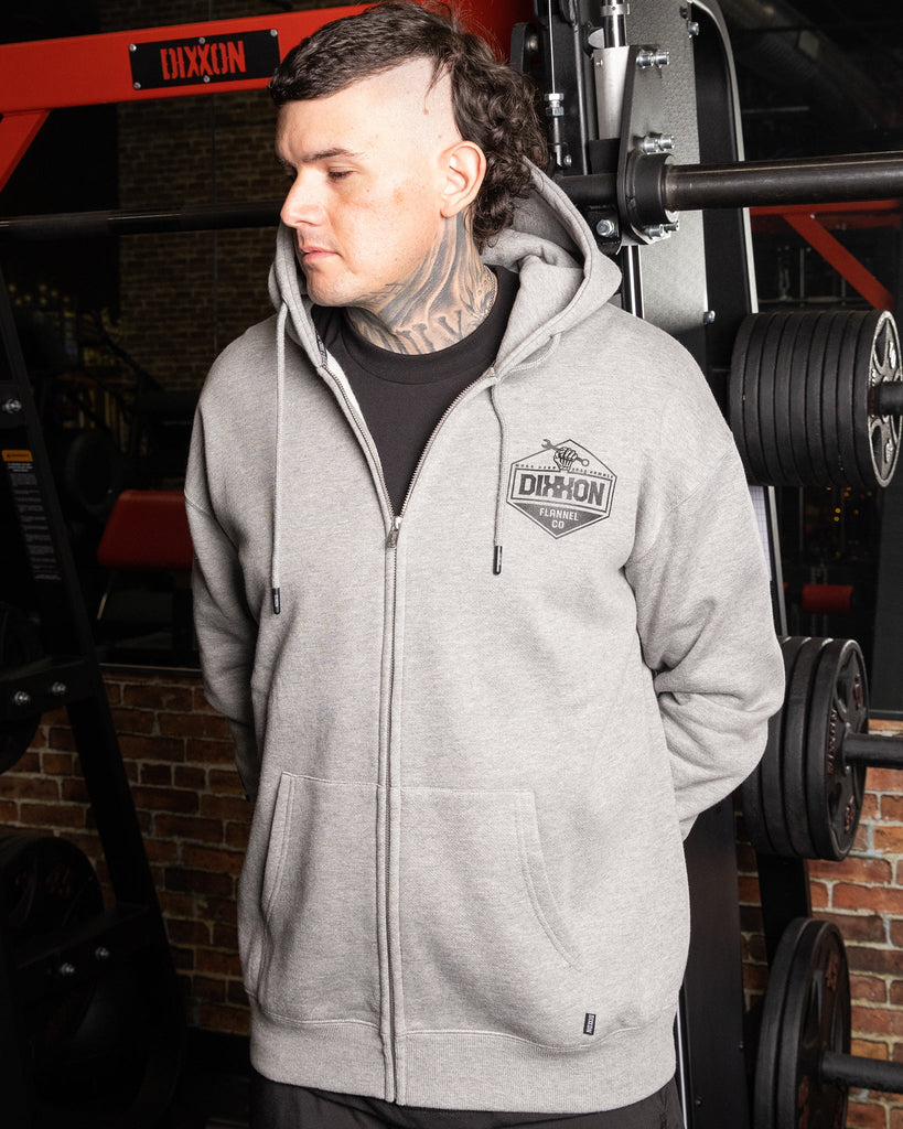 Working Class Fist Zip Up Hoodie - Gray & Black - Dixxon Flannel Co.