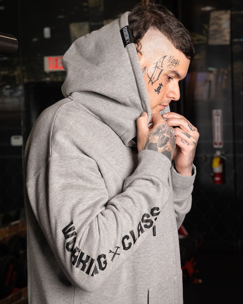 Working Class Fist Zip Up Hoodie - Gray & Black - Dixxon Flannel Co.